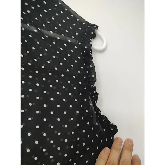 Who What Wear Women's Size Small Black White Polka Dot Sleeveless Sheer Blouse - Picture 2 of 9